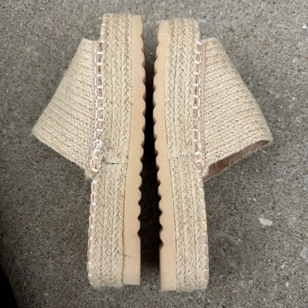 Beach by Matisse DelMar Natural Jute Espadrille Platform Slide Sandals Sz 8
